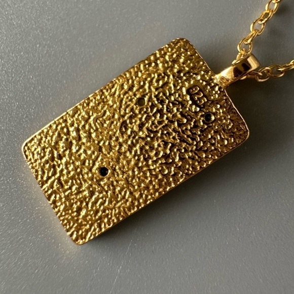 24k Gold Vermeil and Gemstone Moon and Stars Medallion Necklace - Picture 8 of 10